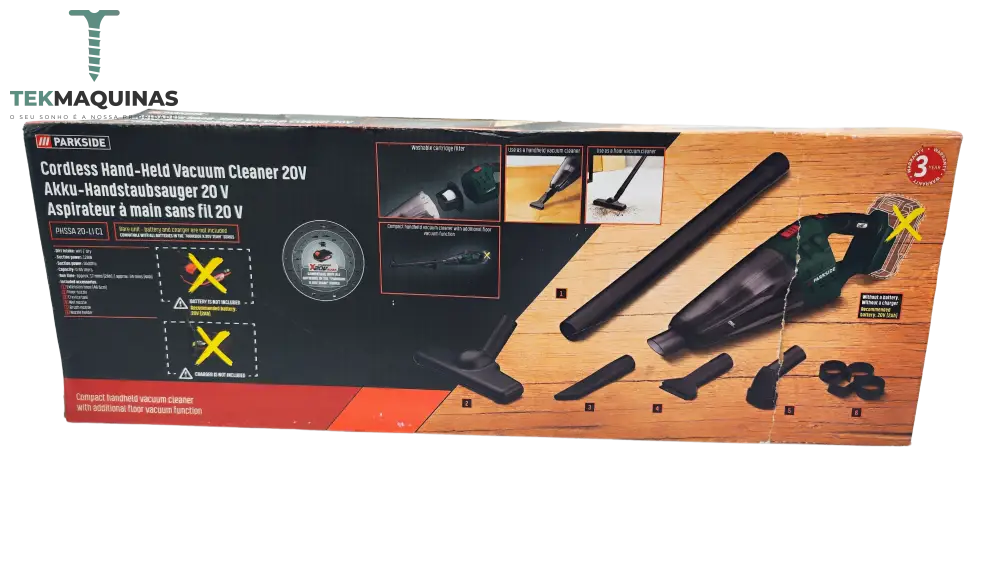 Aspirador de m o sem fio PARKSIDE 20V com tubo para ch o PHSSA 20