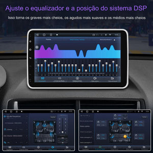 radio 360° 10" Android 12 DAB+ 1DIN rádio automotivo GPS Navi WIFI