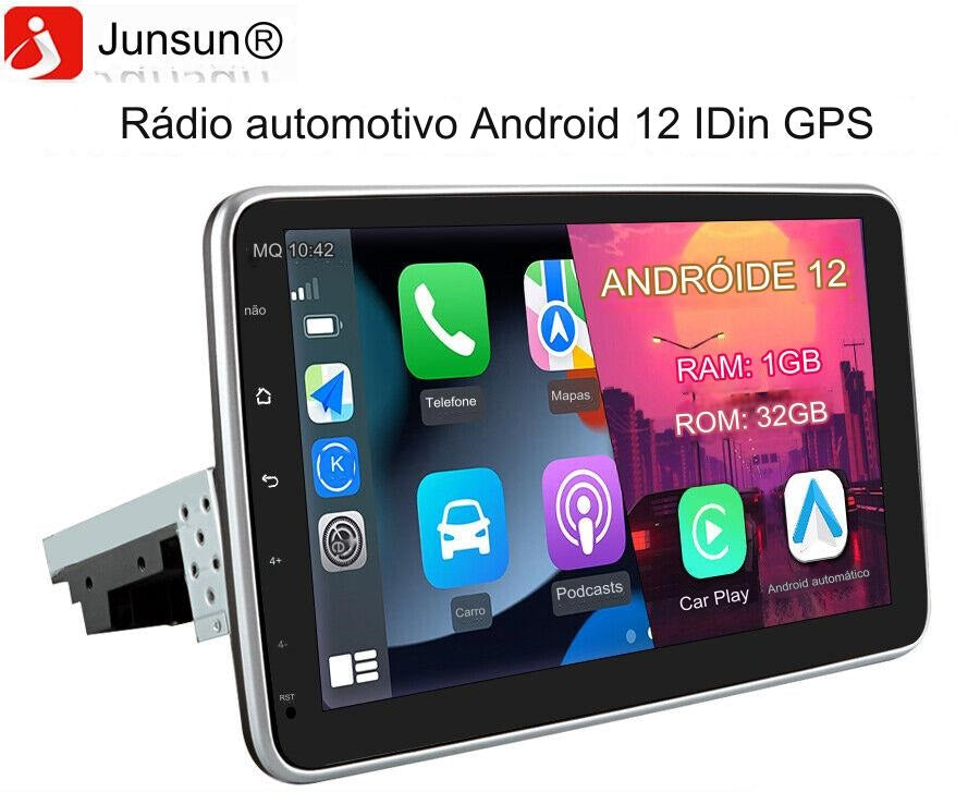 radio 360° 10" Android 12 DAB+ 1DIN rádio automotivo GPS Navi WIFI