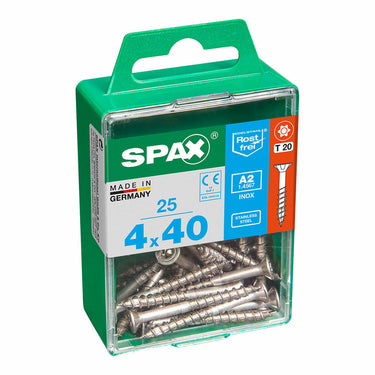 Caixa de parafusos SPAX Rosca parcial 4 x 40 mm Cabeça plana (25 Unidades)