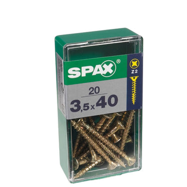 Caixa de parafusos SPAX Yellox Madeira Cabeça plana 30 pcs (4,5 x 50 mm)