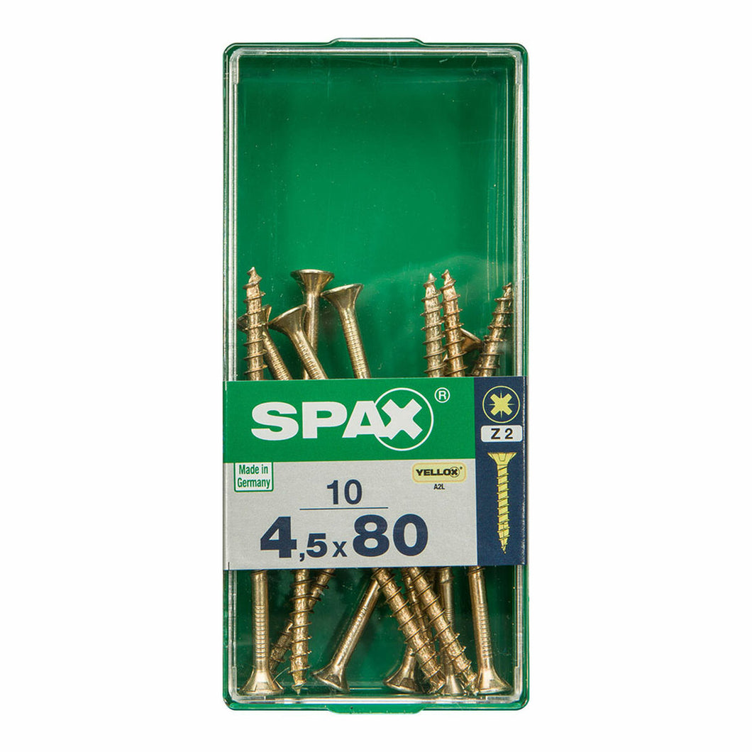 Caja de tornillos SPAX 4081020450802 Tornillo de madera Cabeza plana (4,5 x 80 mm)