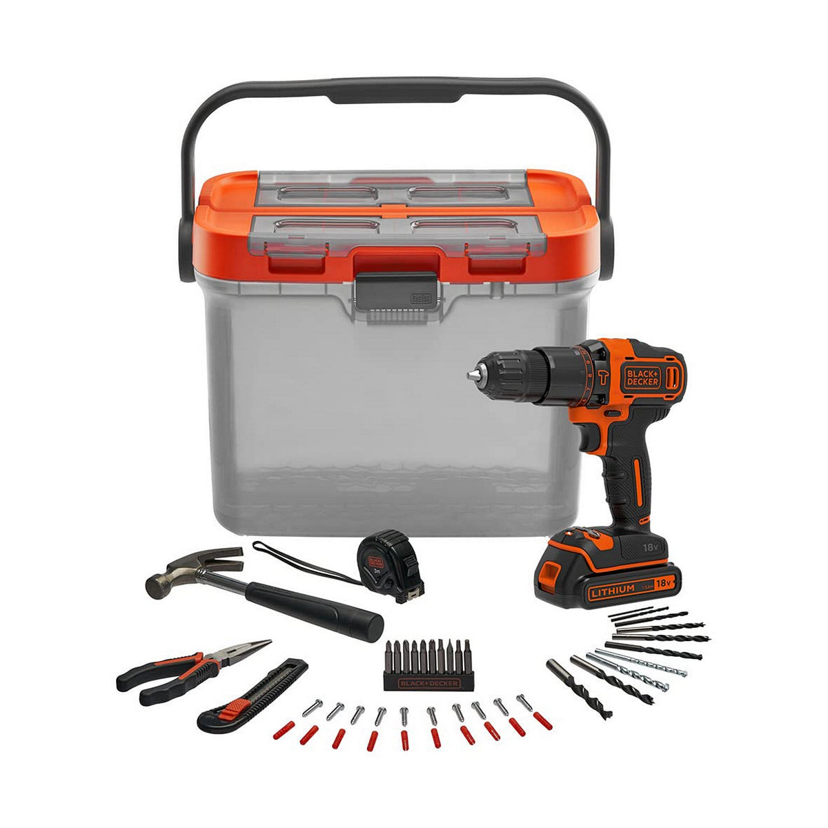 Conjunto de berbequim e acessórios Black & Decker bcksb05-qw 18 V