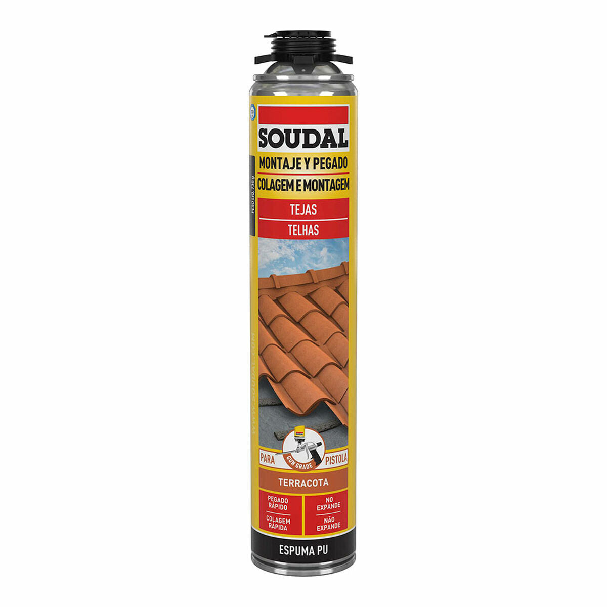 Espuma Soudal Poliuretano Pistola Telhado Vermelho 750 ml