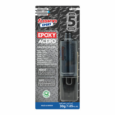 Adesivo epoxídico de dois componentes Fusion Epoxy Black Label Ajla5 Aço Seringa 30 g