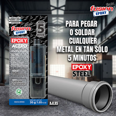 Adesivo epoxídico de dois componentes Fusion Epoxy Black Label Ajla5 Aço Seringa 30 g