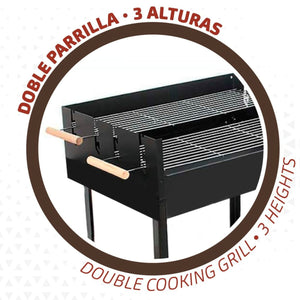 Barbecue a Carboni con Ruote Aktive Metallo smaltato 100,5 x 88,5 x 40 cm Nero