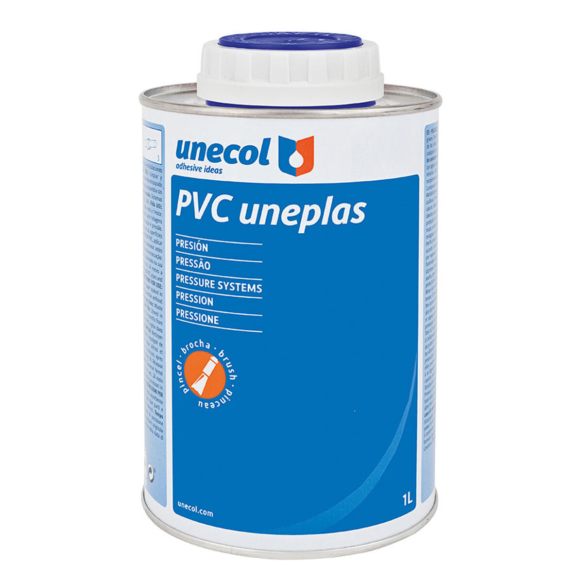 Adesivo per tubi in PVC Unecol Uneplas A2040 Pennello 1 L