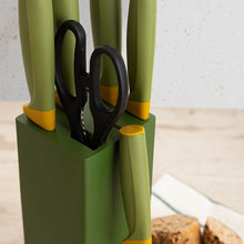 Carregar imagem no visualizador da galeria, Porta-facas Quid Naturalia Conjunto 7 Peças Verde Metal
