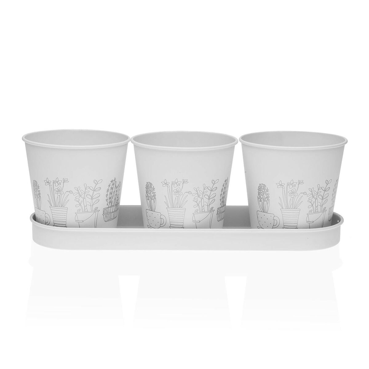 Vaso Versa Branco Triplo Metal (11 x 33 cm)