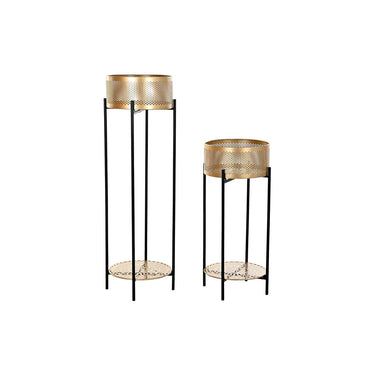 Set de Macetas DKD Home Decor Negro Dorado Metal 30 x 30 x 101 cm (2 Unidades)