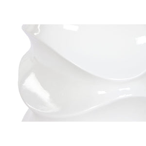 Macetero Home ESPRIT Blanco Fibra de Vidrio Ondas 38 x 38 x 81 cm