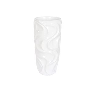 Vaso Home ESPRIT Bianco Fibra di Vetro Onde 35 x 35 x 71 cm