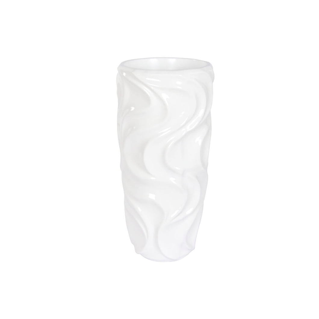 Vaso Home ESPRIT Bianco Fibra di Vetro Onde 35 x 35 x 71 cm