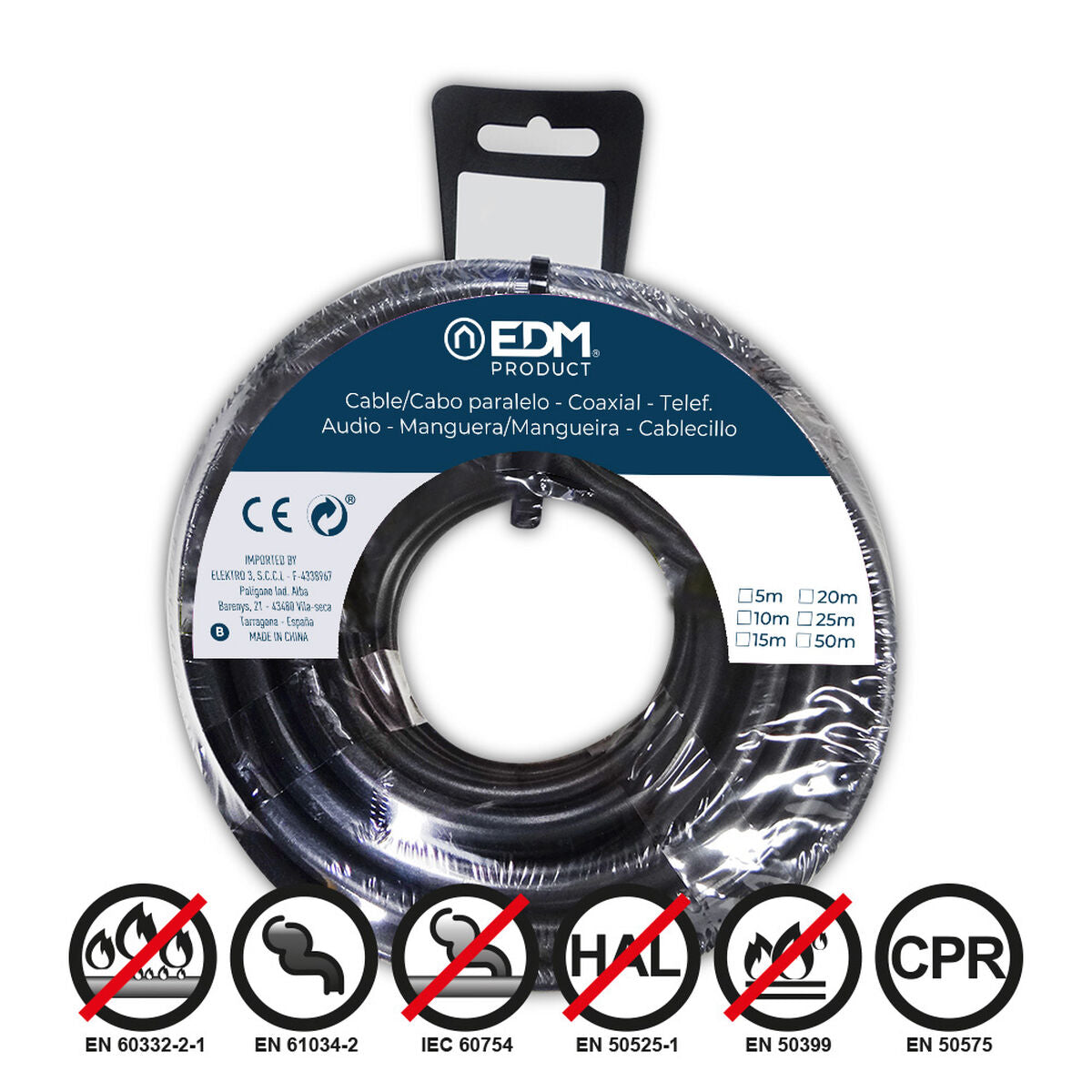 Cabo EDM 10 m Preto