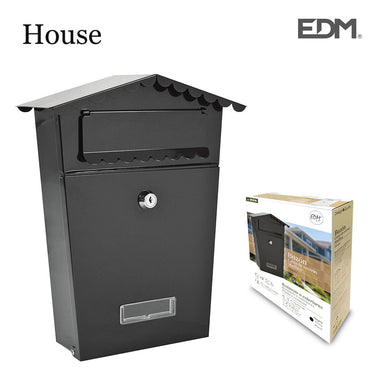Caixa de correio EDM House 21 x 6 x 30 cm Preto Aço