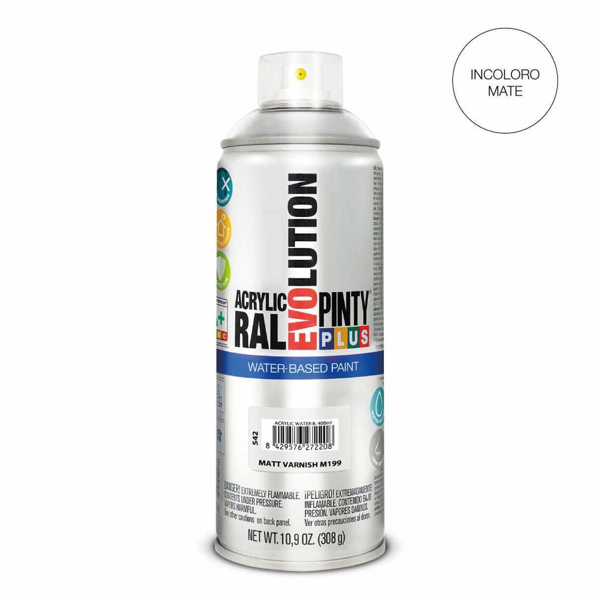 Vernice Spray Pintyplus Evolution M199 Mat Base d'acqua 400 ml Incolore