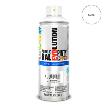 Pintura en spray Pintyplus Evolution RAL 9010 Mate Base de agua Pure White 400 ml