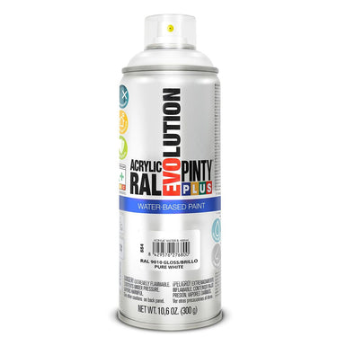 Pintura en spray Pintyplus Evolution RAL 9010 400 ml Base de agua Pure White