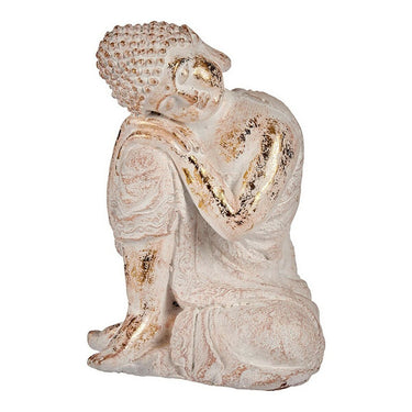 Statua Decorativa da Giardino Buddha Bianco/Dorato Poliresina (23 x 33 x 26 cm)