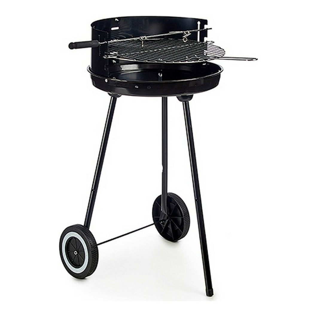 Barbecue a Carboni con Ruote Nero Acciaio inossidabile Ferro 41,5 x 71 x 42,5 cm