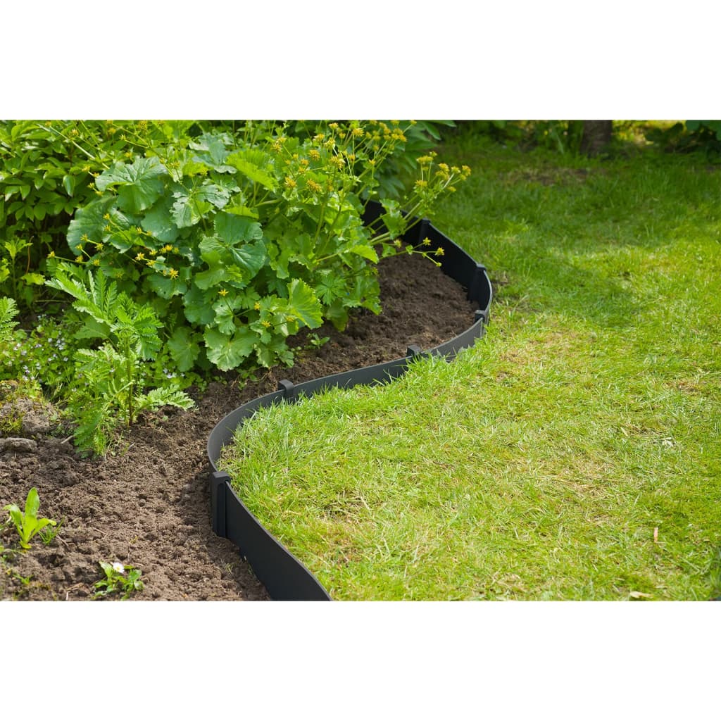 Nature Conjunto de bordas de jardim com estacas 15 cm x 10 m preto