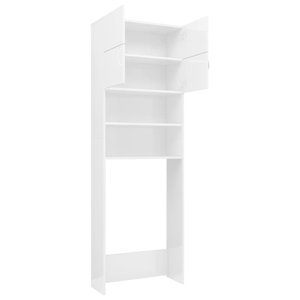 Armário máquina lavar roupa 64x25,5x190 cm branco brilhante