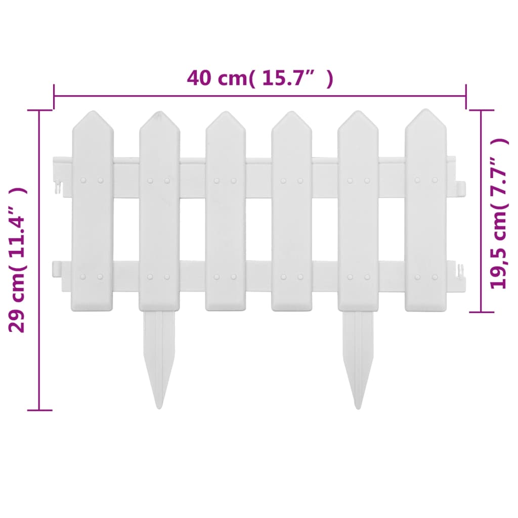 Bordas de relvado 25 pcs 10 m PP branco