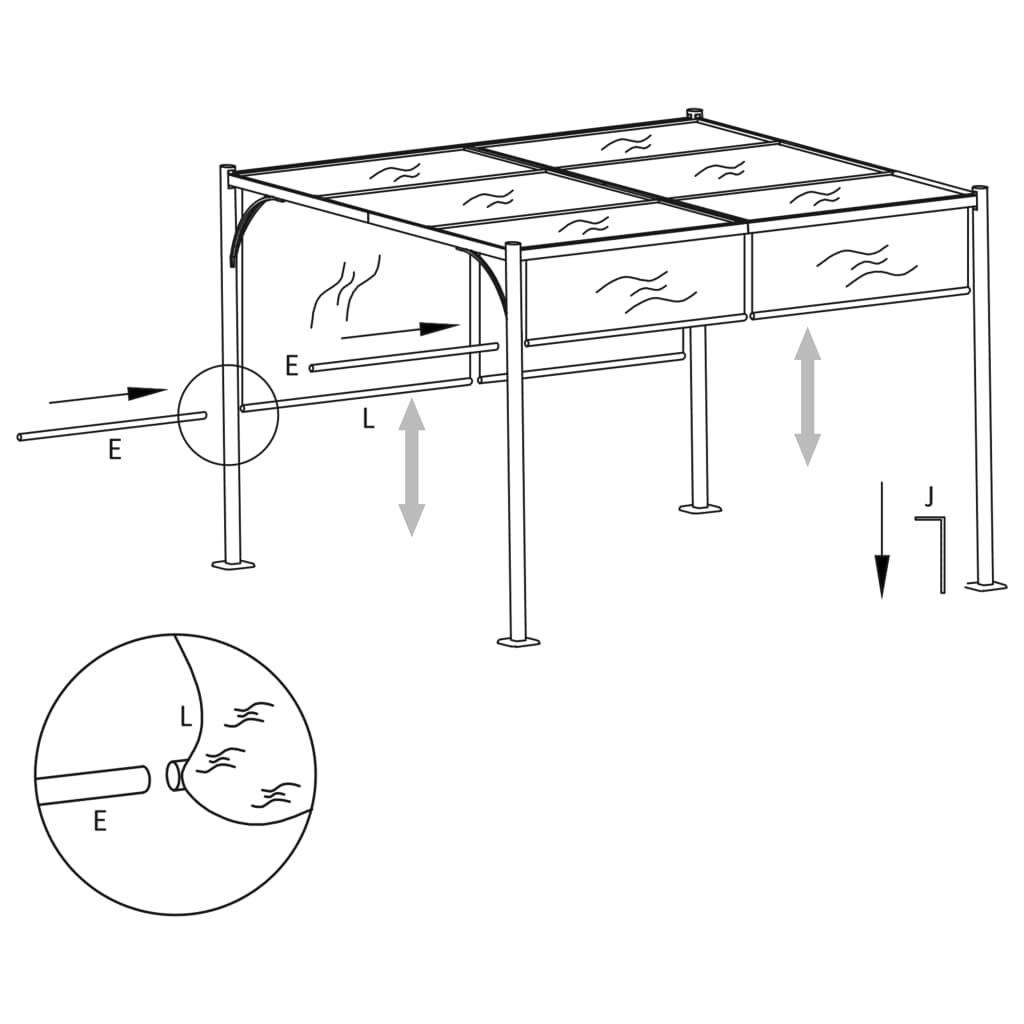 Pérgola com toldo ajustável 3 x 3 m aço branco nata