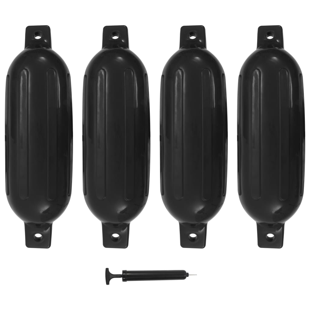 Defensas de barco 4 pcs 58,5x16,5 cm PVC preto