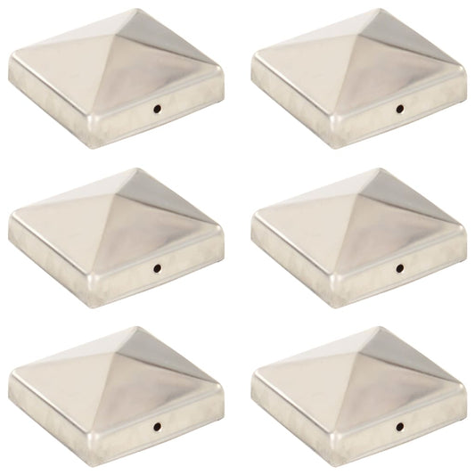 Tampas piramidais p/ postes vedação 6pcs aço inoxidável 81x81mm