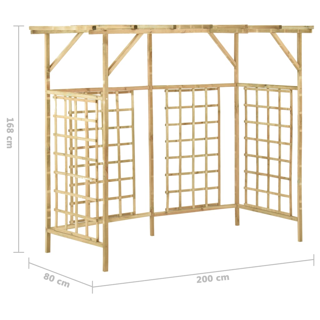 Pérgola jardim p/ caixotes triplos madeira de pinho impregnada