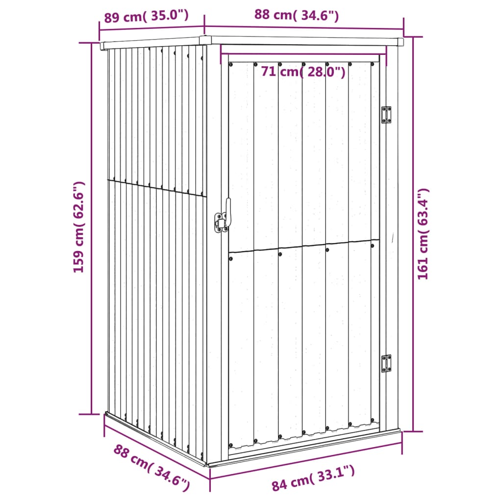 Abrigo p/ ferramentas jardim 88x89x161cm aço galvanizado verde