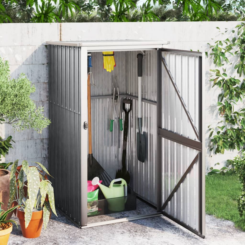 Abrigo p/ ferramentas jardim 88x89x161cm aço galvanizado cinza