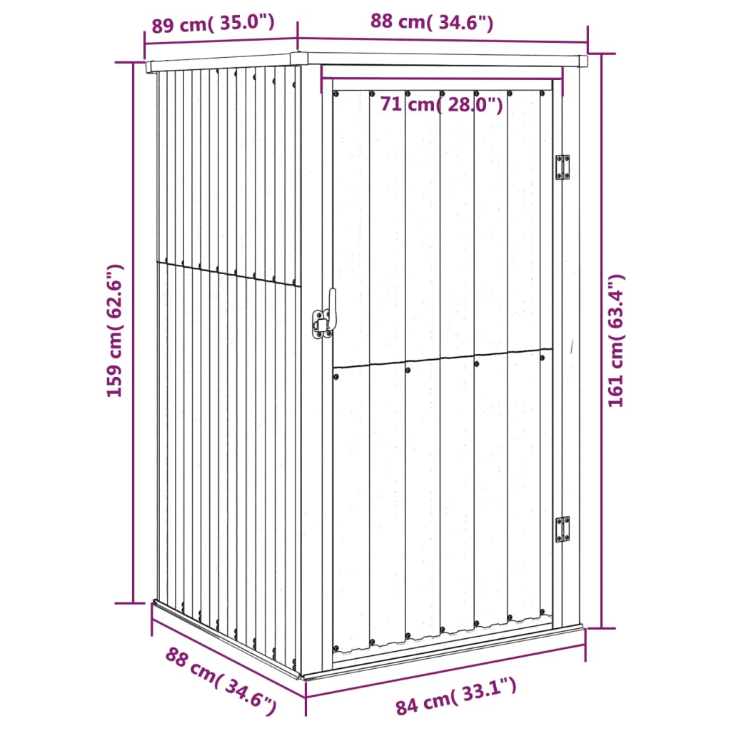 Abrigo p/ ferramentas jardim aço galvanizado castanho