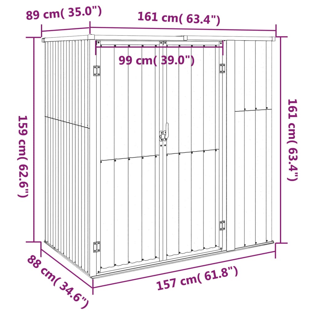 Abrigo ferramentas jardim aço galvanizado antracite