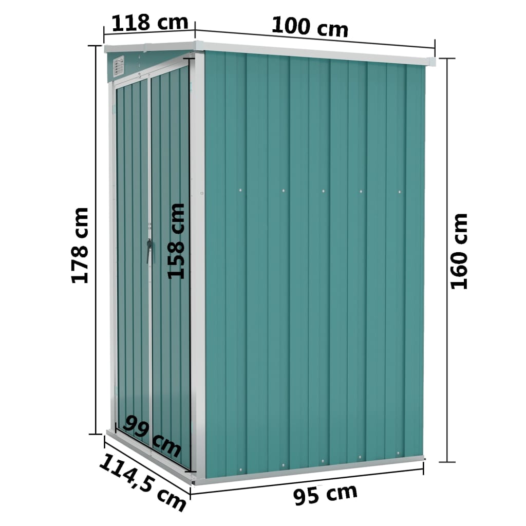 Abrigo suspenso p/ jardim 118x100x178 cm aço galvanizado verde