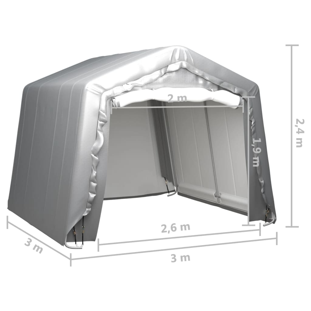 Tenda de armazenamento 300x300 cm aço cinzento