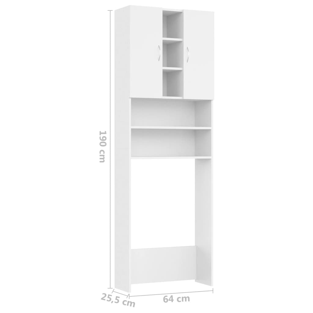 Armário para máquina de lavar 64x25,5x190 cm branco