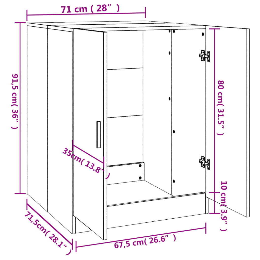 Armário máquina lavar roupa 71x71,5x91,5 cm cinzento