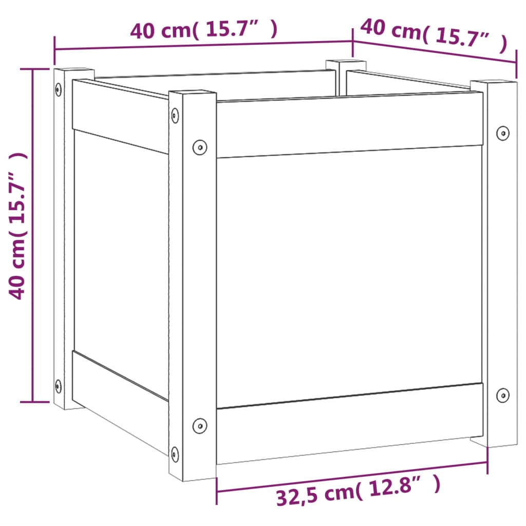 Vasos/floreiras de jardim 2 pcs 40x40x40 cm pinho maciço