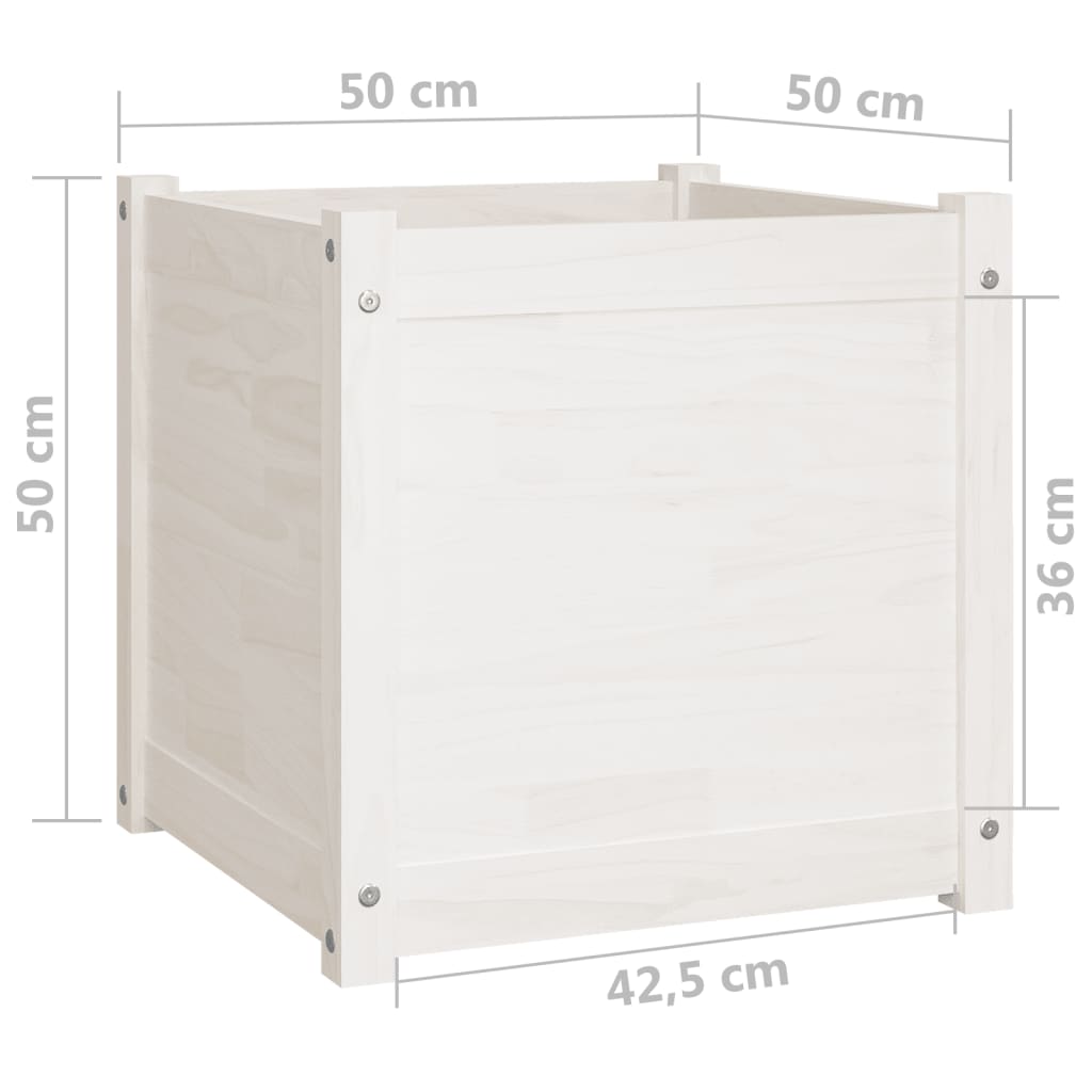 Vaso/floreira de jardim 50x50x50 cm pinho maciço branco