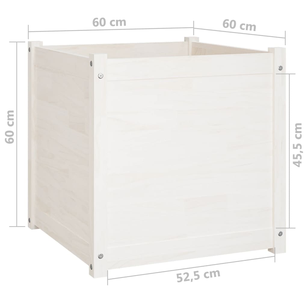 Vaso/floreira de jardim 2 pcs 60x60x60 cm pinho maciço branco