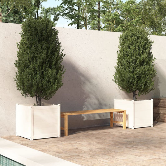 Vaso/floreira de jardim 2 pcs 60x60x60 cm pinho maciço branco