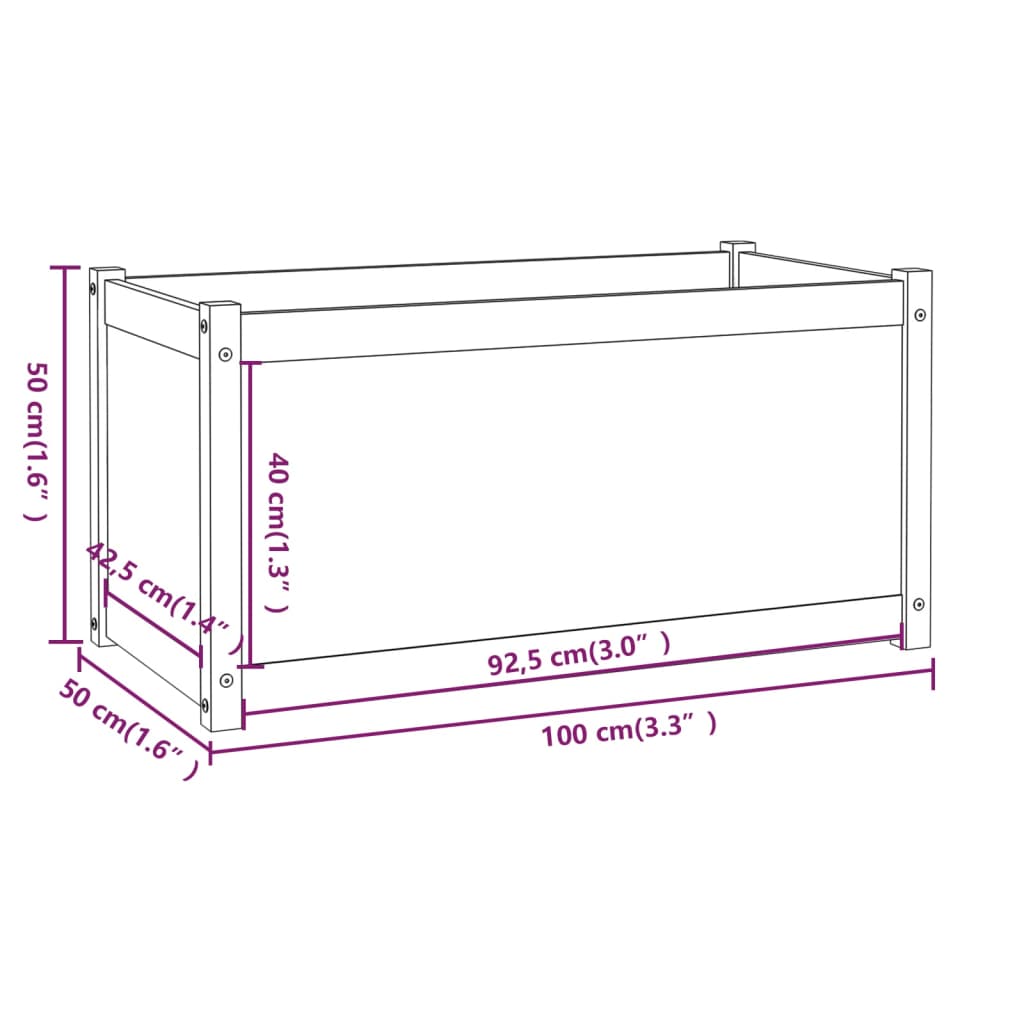 Vaso/floreira de jardim 2 pcs 100x50x50cm pinho maciço