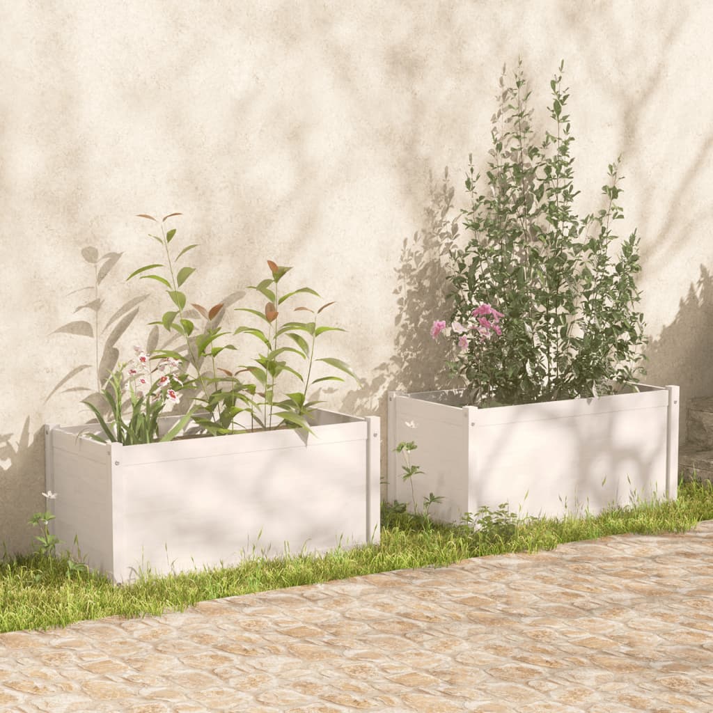 Vasos/floreiras de jardim 2 pcs 100x50x50cm pinho maciço branco