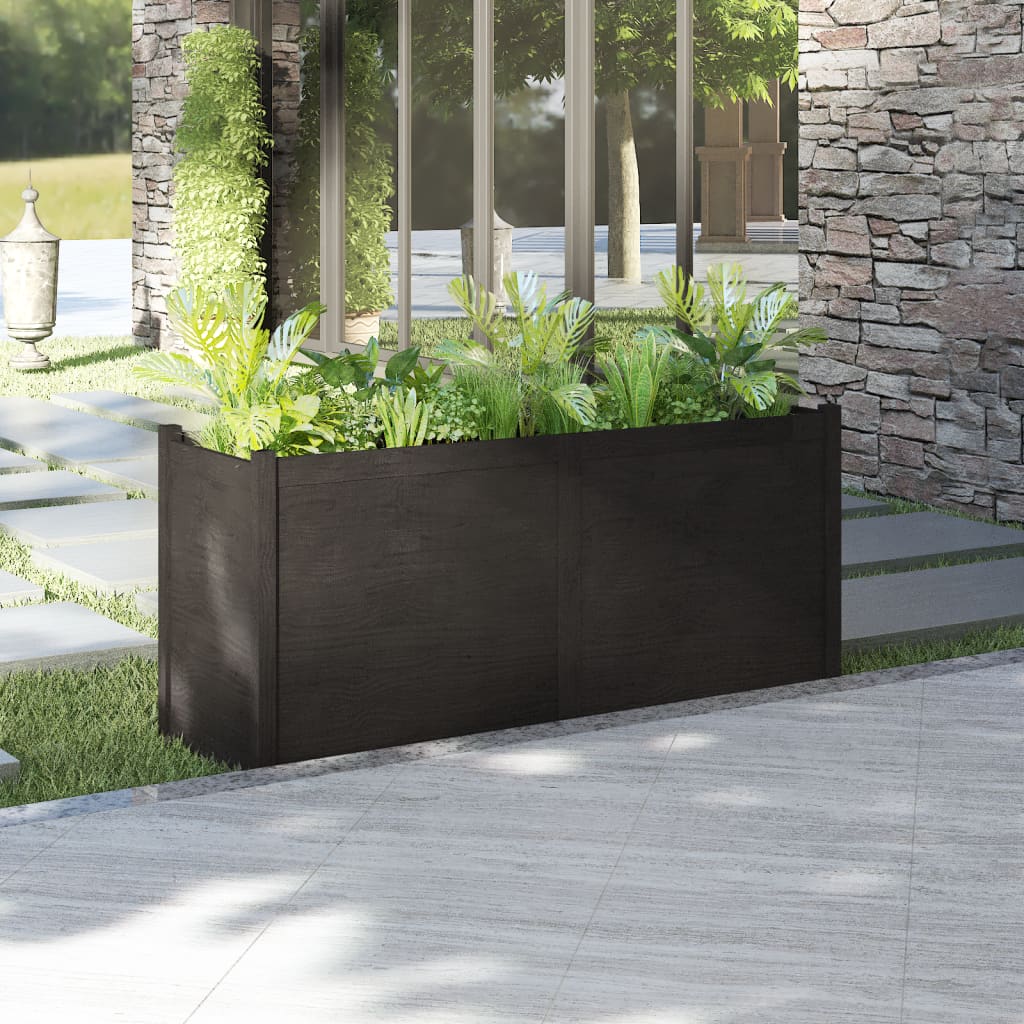 Vaso/floreira de jardim 150x50x70 cm pinho maciço preto