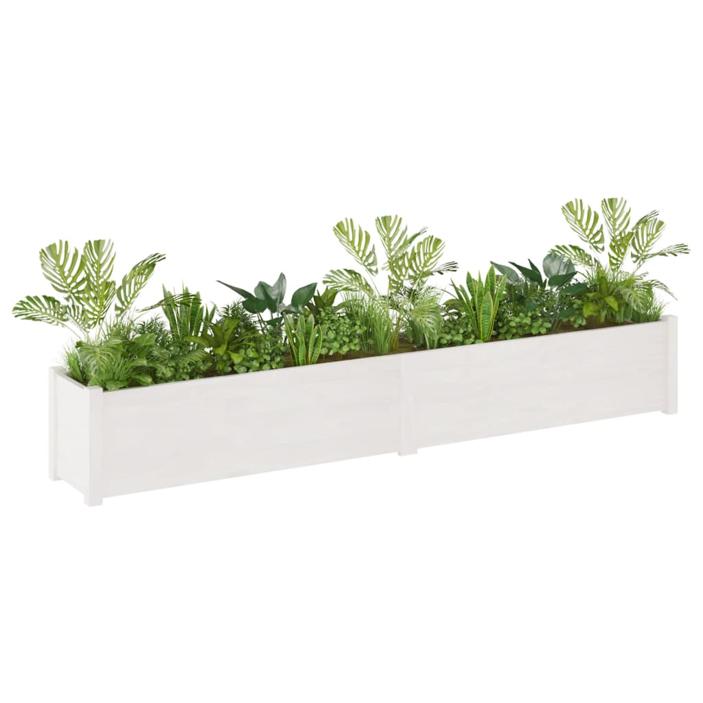 Vaso/floreira de jardim 200x31x31 cm pinho maciço branco