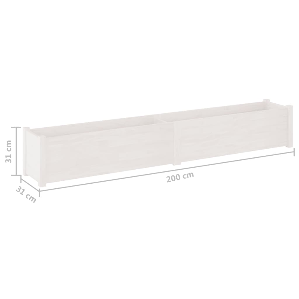 Vasos/floreiras de jardim 2 pcs 200x31x31cm pinho maciço branco