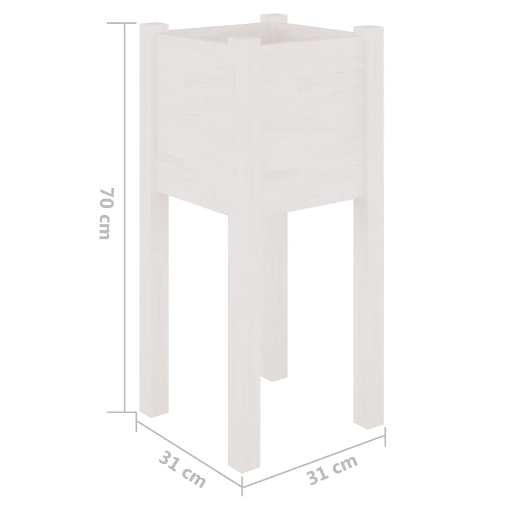 Vasos/floreiras de jardim 2 pcs 31x31x70 cm pinho maciço branco